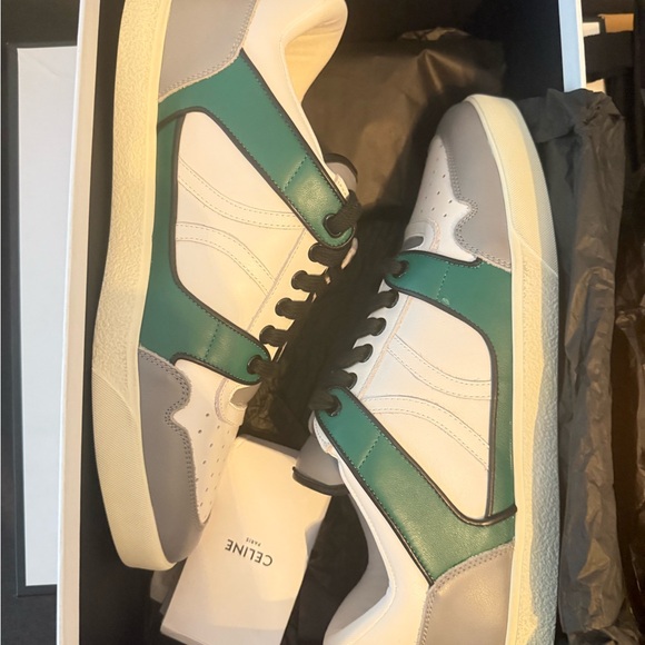 Celine Men's Green and Grey Sneakers - Picture 2 of 3